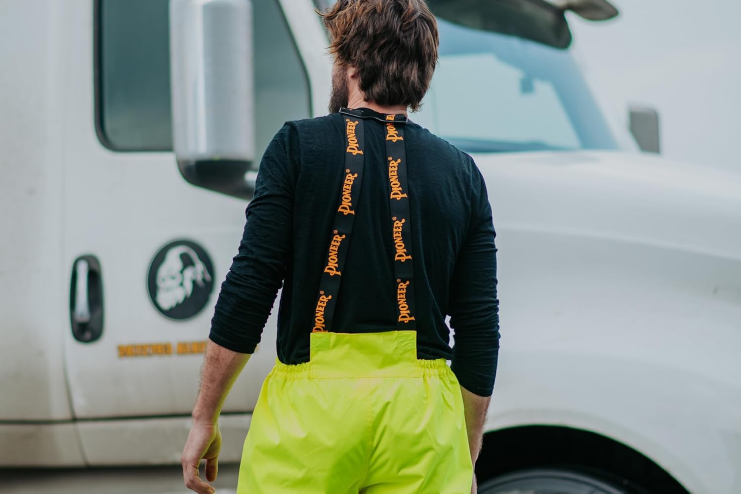 Pioneer Hi Vis Ripstop Waterproof Bib Pants/Overalls for Men - Reflective Safety Work Rain Pants