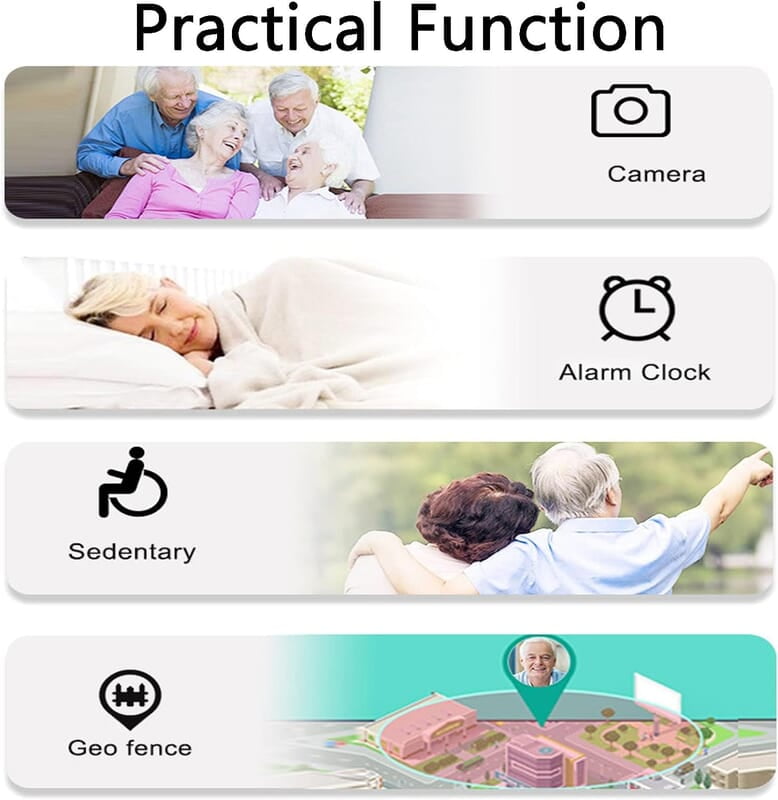 Reloj Inteligente con Detección Caídas para Personas Mayores,Reloj GPS Boton Llamada Emergencia,