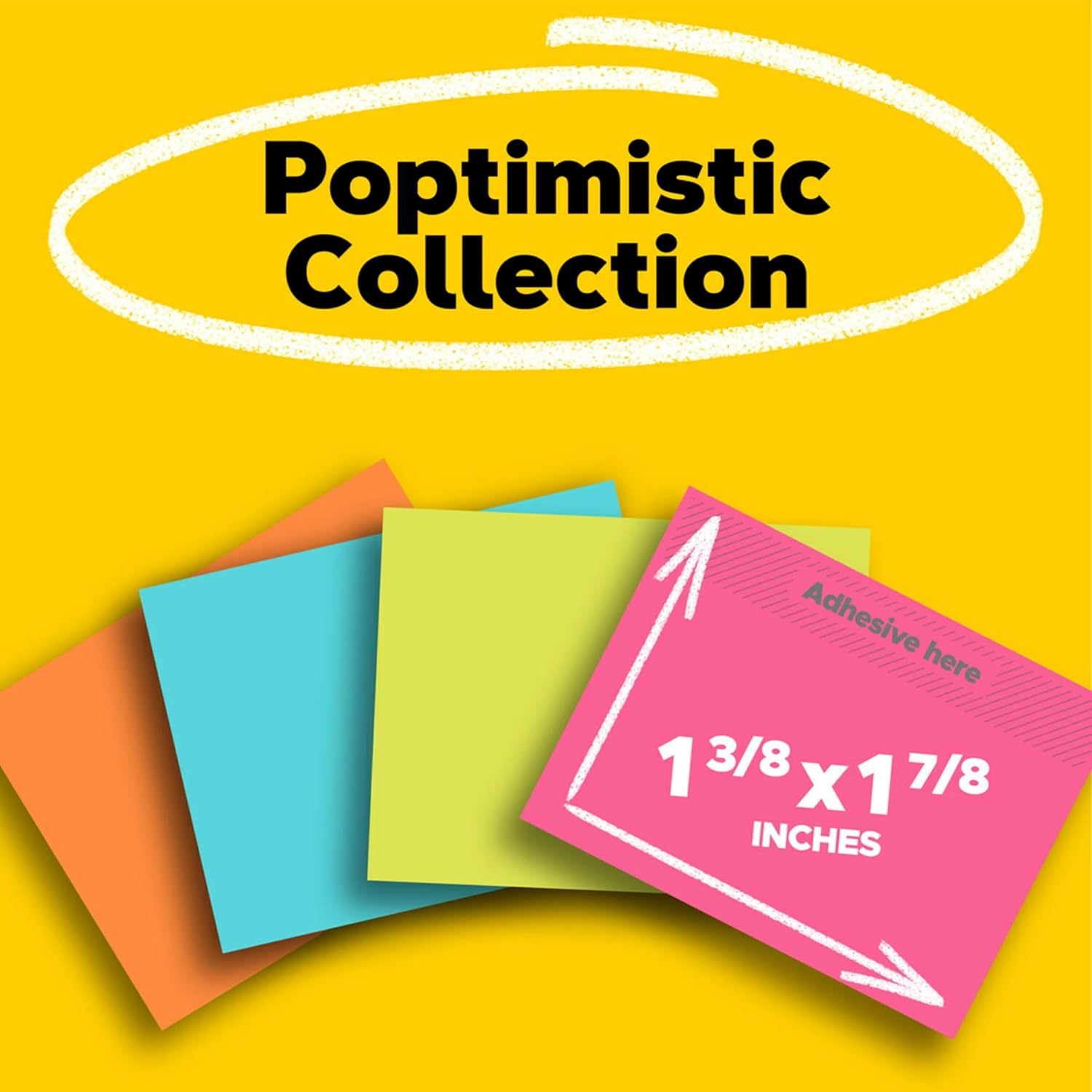 Post-it Mini Notes, 1 3/8 in. x 1 7/8 in., 12 Sticky Notes Pads, 100 Sheets per Pad, Poptimistic Collection