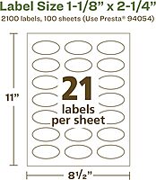 Avery EcoFriendly Matte White Recycled Oval Labels 1-1/8 x 2-1/4