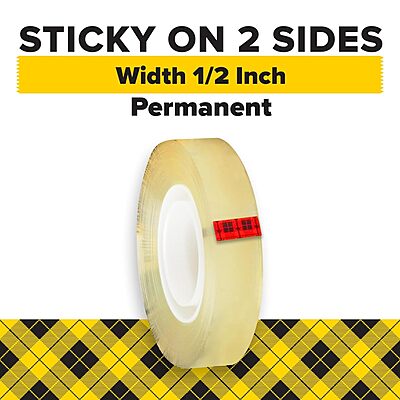 Scotch Double Sided Tape for Crafts, Scrapbooking, Teacher School Supplies, Arts and Crafts, Junk Journal Supplies