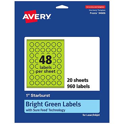 AVERY Printable Starburst Labels with Sure Feed Technology