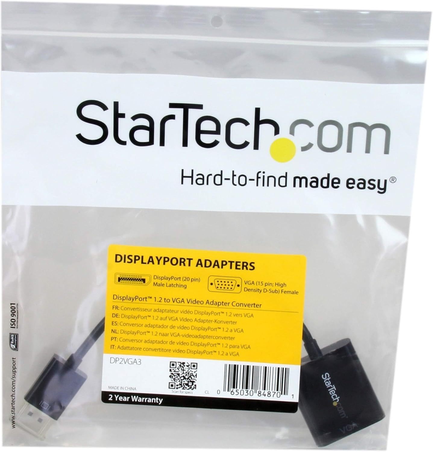 StarTech.com DisplayPort to VGA Active Adapter (DP2VGA3)
