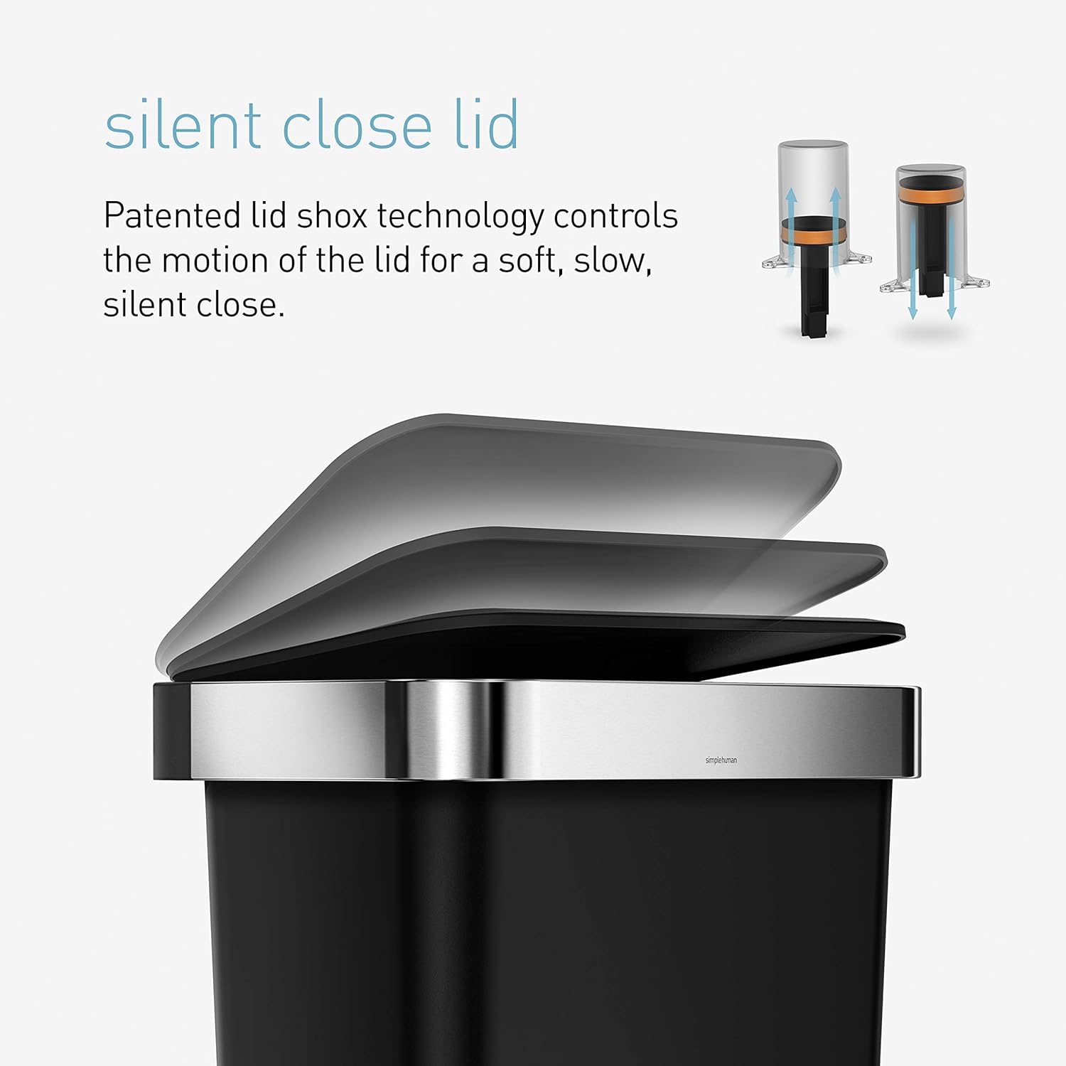 simplehuman Step Trash Can with LidShox, Steel Pedal & Liner Rim