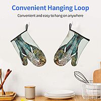 Elephant Print Printed Oven Mitts 2pcs - Heat Resistant Waterproof Fabric Oven Gloves for Kitchen, Baking