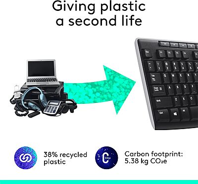 Logitech MK710 Wireless Keyboard and Mouse Combo — Includes Keyboard and Mouse, Stylish Design, Built-In LCD Status Dashboard, Long Battery Life