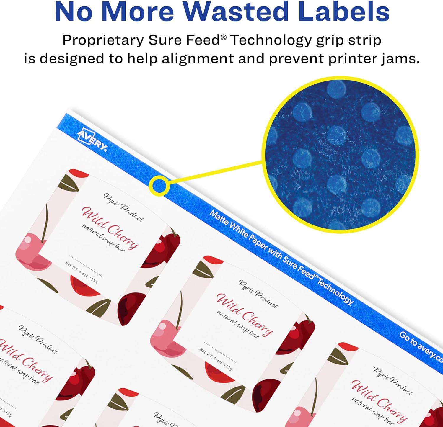 Avery Matte White Arched Square Labels, Sure Feed Technology, 2" x 2-3/16", Print-to-the-Edge, Permanent Adhesive