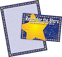 Barker Creek Reach for The Stars Paper and Award Set, Recognize Achievement with 30 Colorful Reach for The Stars Recognition Awards and 50 Sheets of Coordinating Computer Paper (3724)