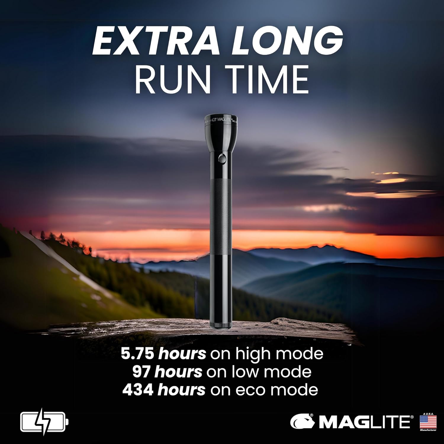 MagLite ML300L 4D LED Flashlight – 1002 Lumens, Long Runtime, Adjustable Beam, Water-Resistant, Aluminum Body – Black