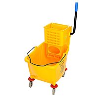 Alpine Industries Mop Bucket & Side Wringer Combo - Heavy Duty, 36 Qt, Yellow