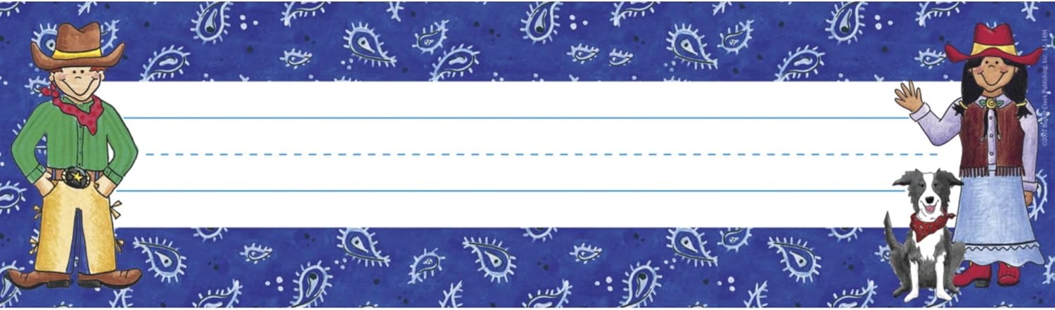 Barker Creek Colorful Desk Nameplates & Bulletin Board Signs, Western, Multi-Purpose Desk Nameplates, Bulletin Board Signs
