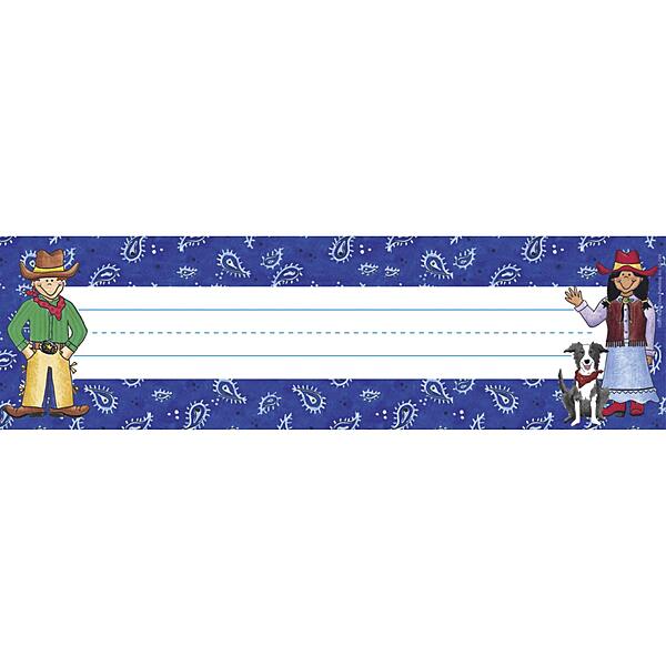 Barker Creek Colorful Desk Nameplates & Bulletin Board Signs, Western, Multi-Purpose Desk Nameplates, Bulletin Board Signs, Hall Passes, Word Walls and More! 3.5" x 12", Pack of 36 (1404)