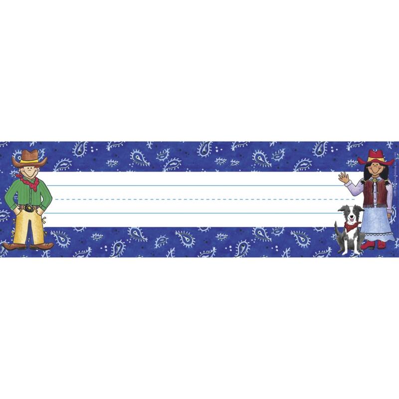 Barker Creek Colorful Desk Nameplates & Bulletin Board Signs, Western, Multi-Purpose Desk Nameplates, Bulletin Board Signs, Hall Passes, Word Walls and More! 3.5" x 12", Pack of 36 (1404)