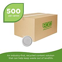 Eco-Products EcoLid Food Container Lids, Fits 12-32 oz, 25% Recycled, Off White, Pack of 500
