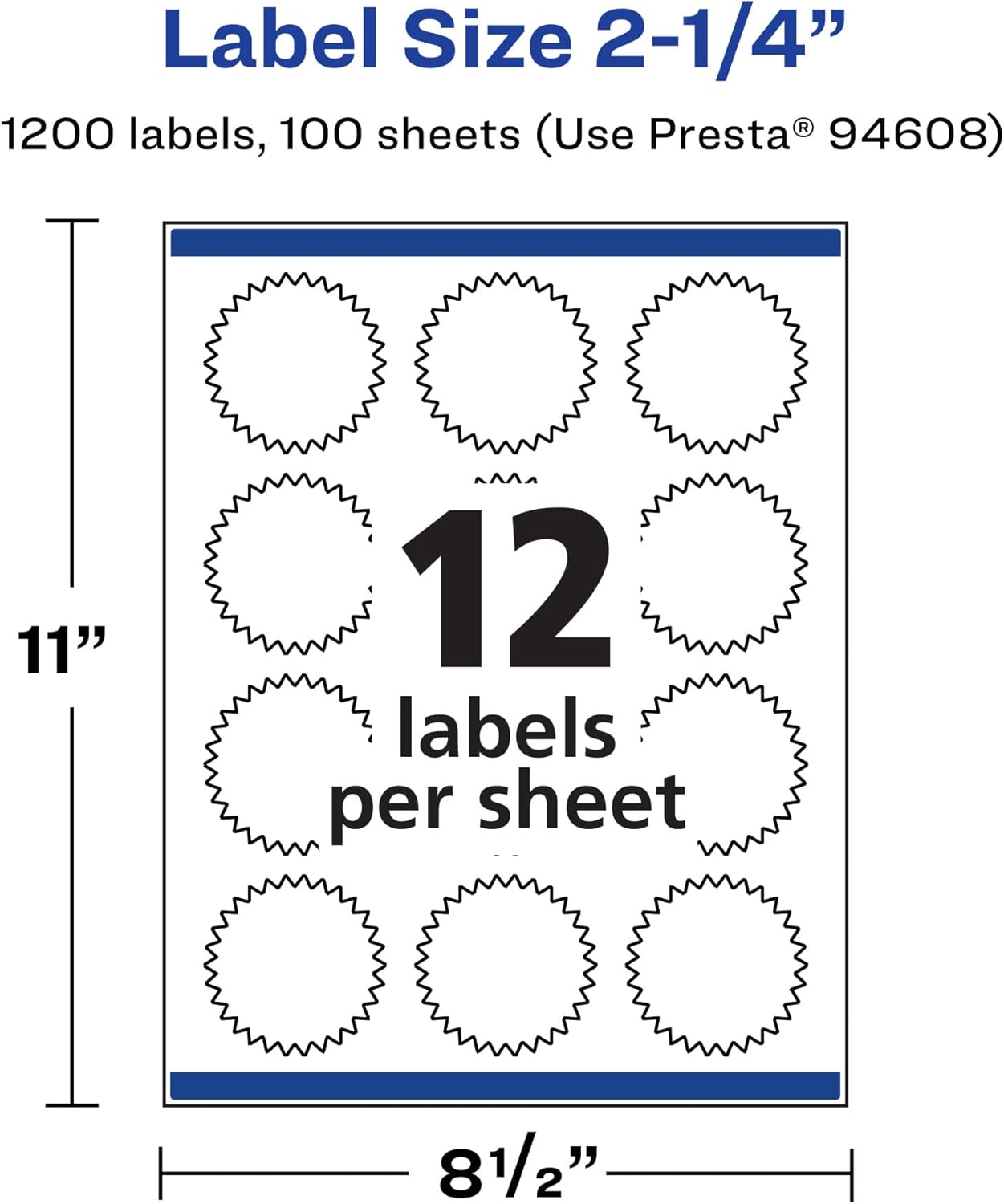Avery Durable Waterproof Starburst Labels, Sure Feed Technology, 2.25"