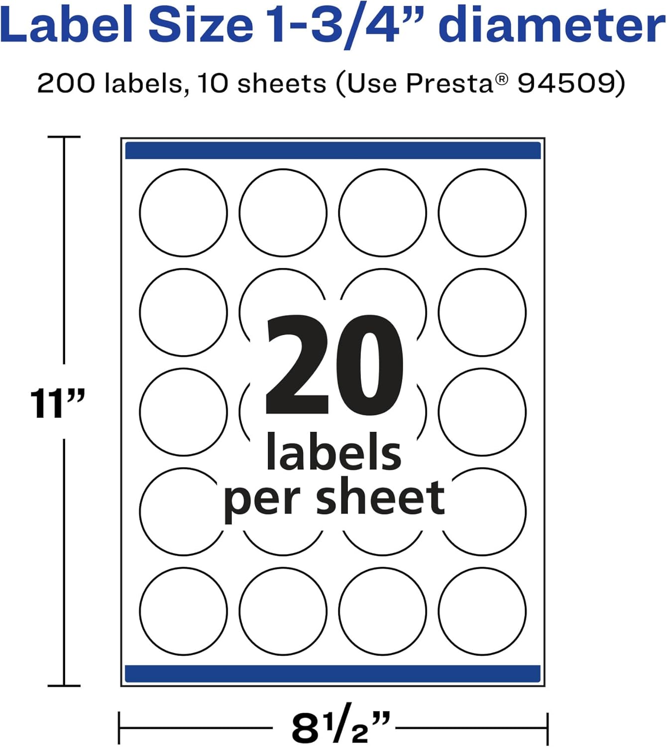 Avery Glossy Clear Round Labels, Sure Feed Technology, 1.75" Diameter, 200 Glossy Clear Labels, Print-to-The-Edge