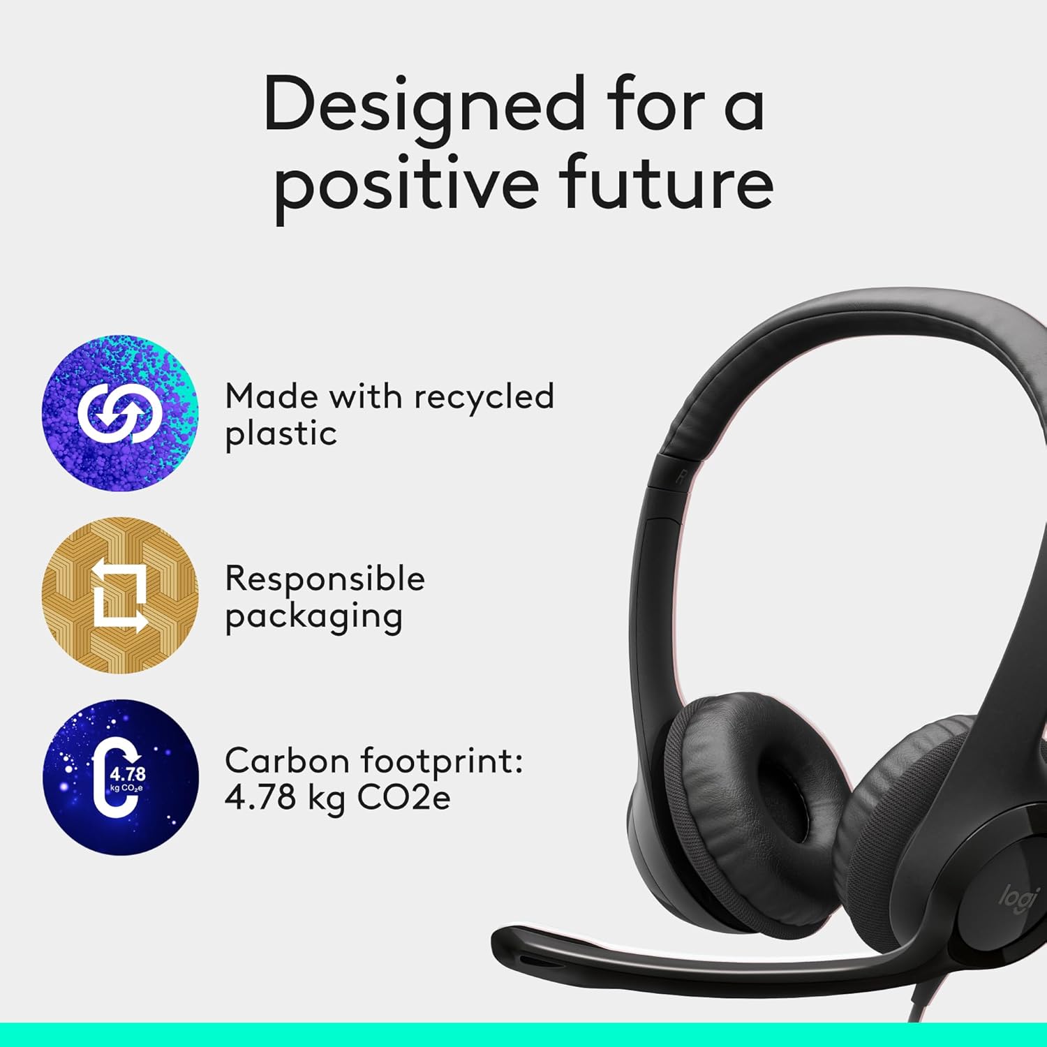 Logitech H390 Gaming Headphones, Wired Headphones with Mic, USB Headset with Microphone for PC