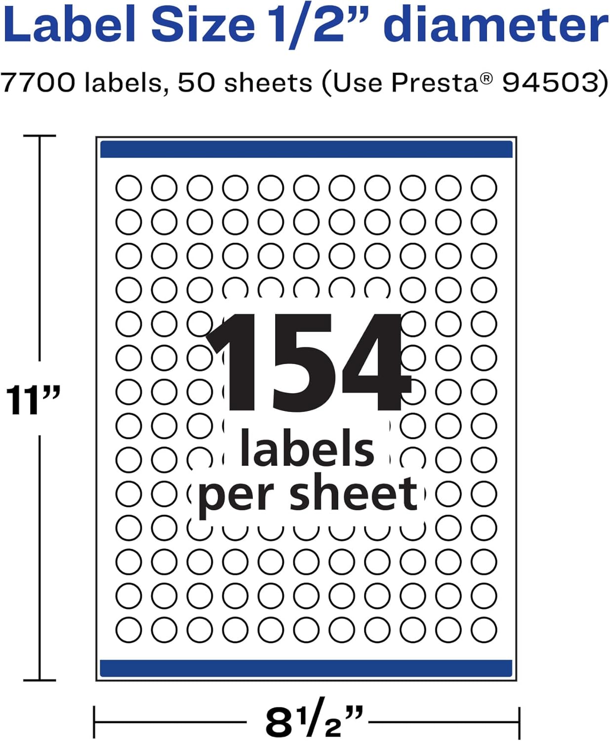 Avery Matte White Round Labels, Sure Feed Technology, 1/2" Diameter