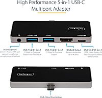 USB C Multiport Adapter - USB-C to 4K 60Hz HDMI 2.0, 100W Power Delivery Pass-Through Charging, 3-Port USB 3.0 Hub, Audio - USB-C Mini Dock - Portable USB Type-C Travel Dock