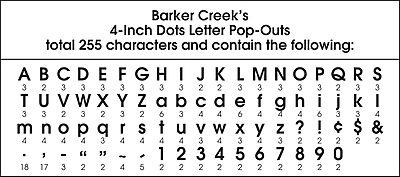 Barker Creek Letter Pop-Outs, 4" Dots, Multicolor Designer Letters for Bulletin Boards, Breakrooms, Reception Areas, Signs, Displays, and More! 4 ", 255 Characters per Set (1702)