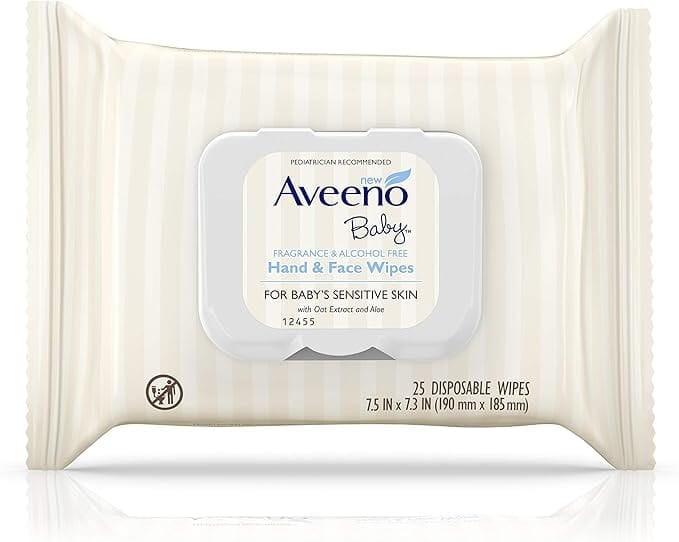 Aveeno Hand & Face Baby Wipes with Oat Extract 25 count