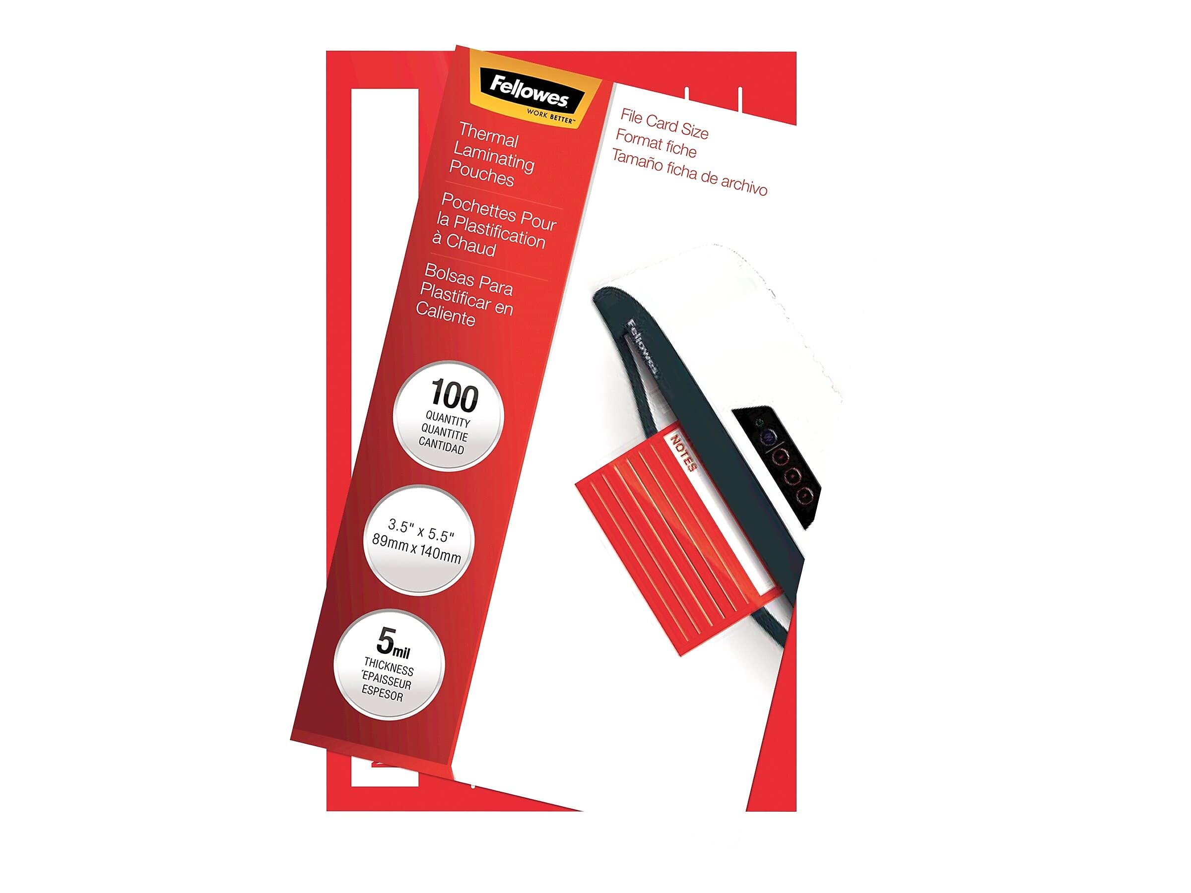 Fellowes Laminating Pouches, 5 mil, 5.5 x 3.5 in, 100 Pack (52017)
