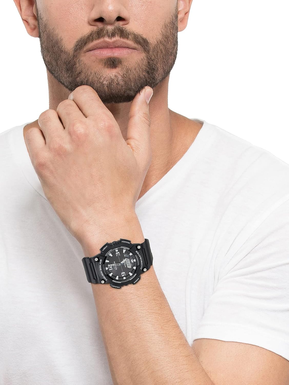 Casio AQS800W Series Analog Digital Watch - Solar Powered, 100M WR