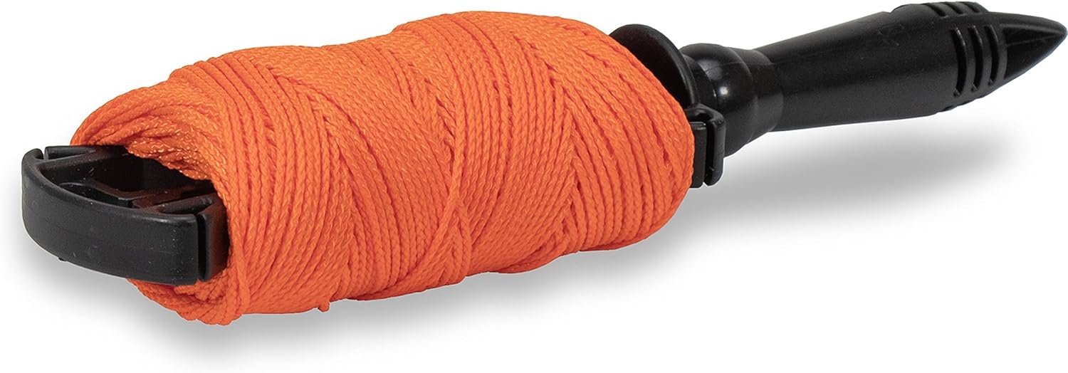 Marshalltown Mason's Line Winders, Braided Nylon Mason's Line, Orange, 250 Foot, Made in The USA, 634