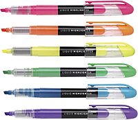 Office Depot Brand(R) Liquid Ink Highlighters With Chisel Tips, Assorted Colors, Pack Of 12, OD24660