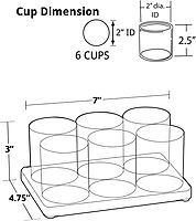 Azar Displays Acrylic Deluxe 6-Cup Holder, 3inH x 7inW x 4-3/4inD, Clear