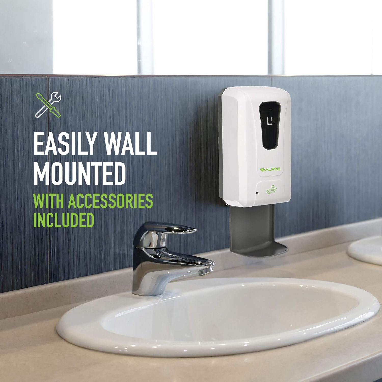 Alpine Automatic Hand Sanitizer Dispenser - Touchless Soap Dispenser with Drip Tray for Restaurant, Hospital, School, Hotel