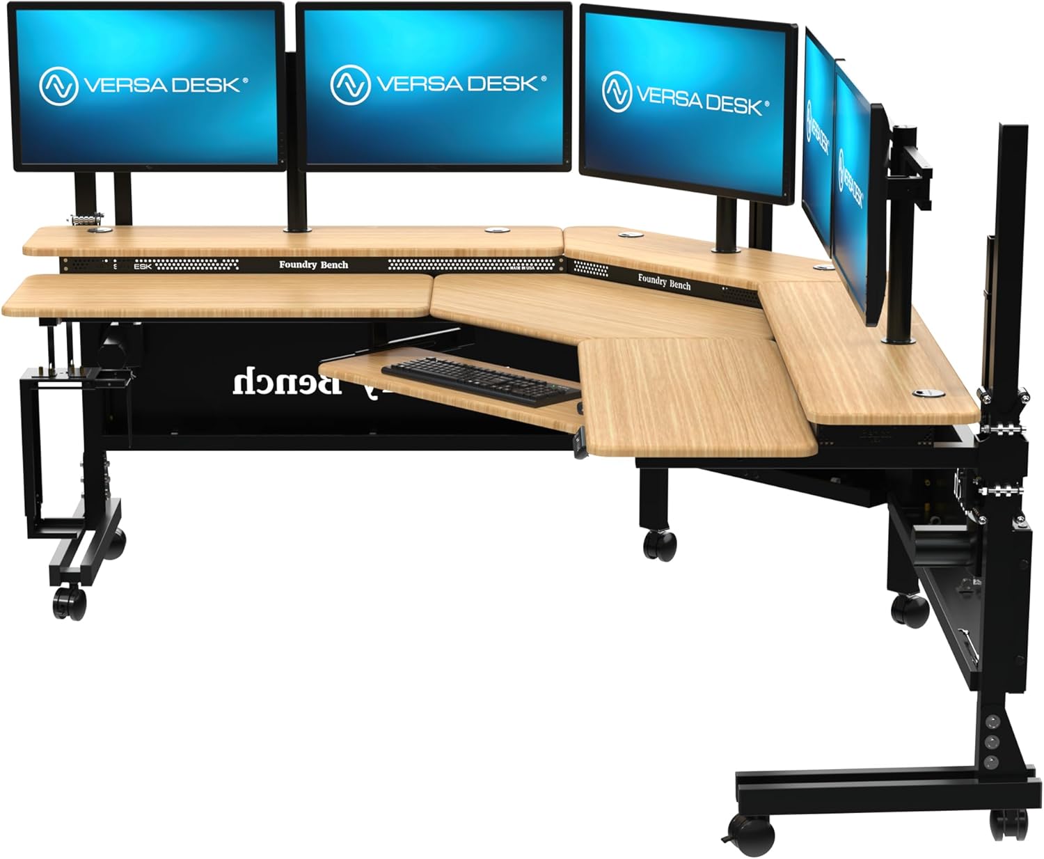 VERSADESK® Foundry Bench 80" x 80" Extra Wide L-Shaped Split-Level Corner Standing Desk | Electric Height Adjustable. 1"