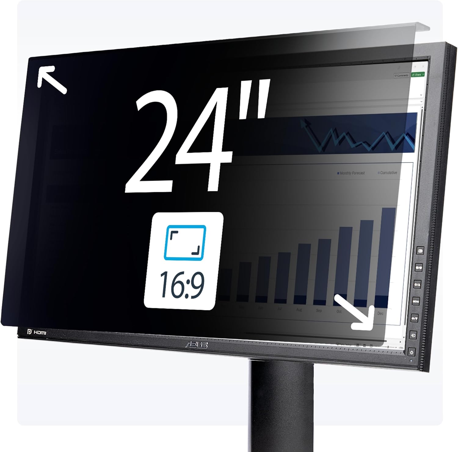StarTech.com Hanging Acrylic Monitor Privacy Screen 16:9 ±30°