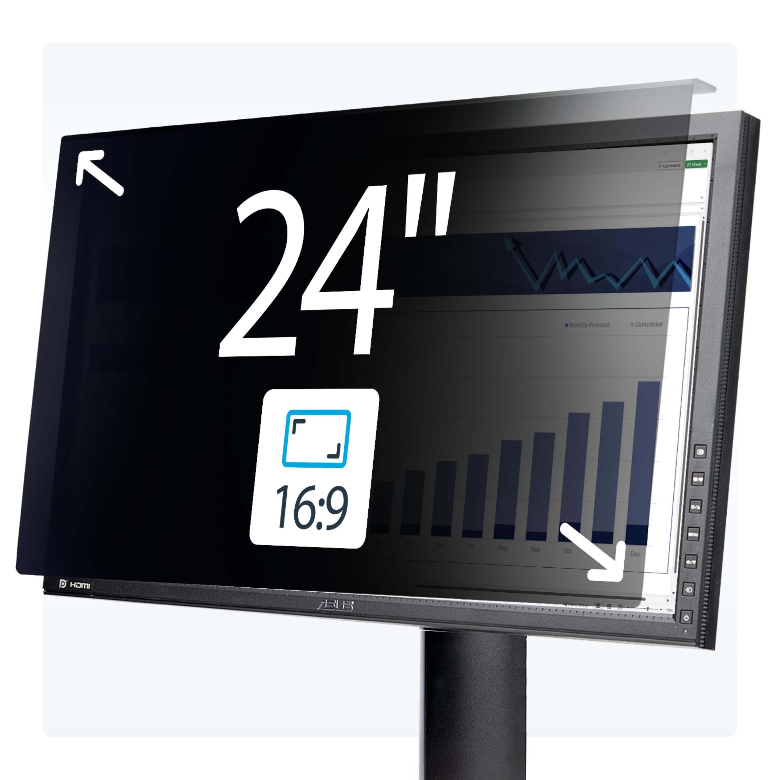 StarTech.com Hanging Acrylic Monitor Privacy Screen 16:9 ±30°