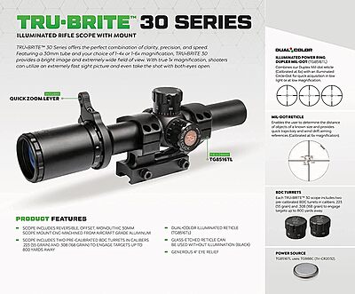 TRUGLO TRU-BRITE 30 Series Dual-Color Illuminated Reticle Rifle Scope with Mount