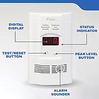 Kidde Carbon Monoxide Detector, Propane, Natural, Methane, & Explosive Gas Alarm, Plug-In Wall with 9-Volt Battery Backup