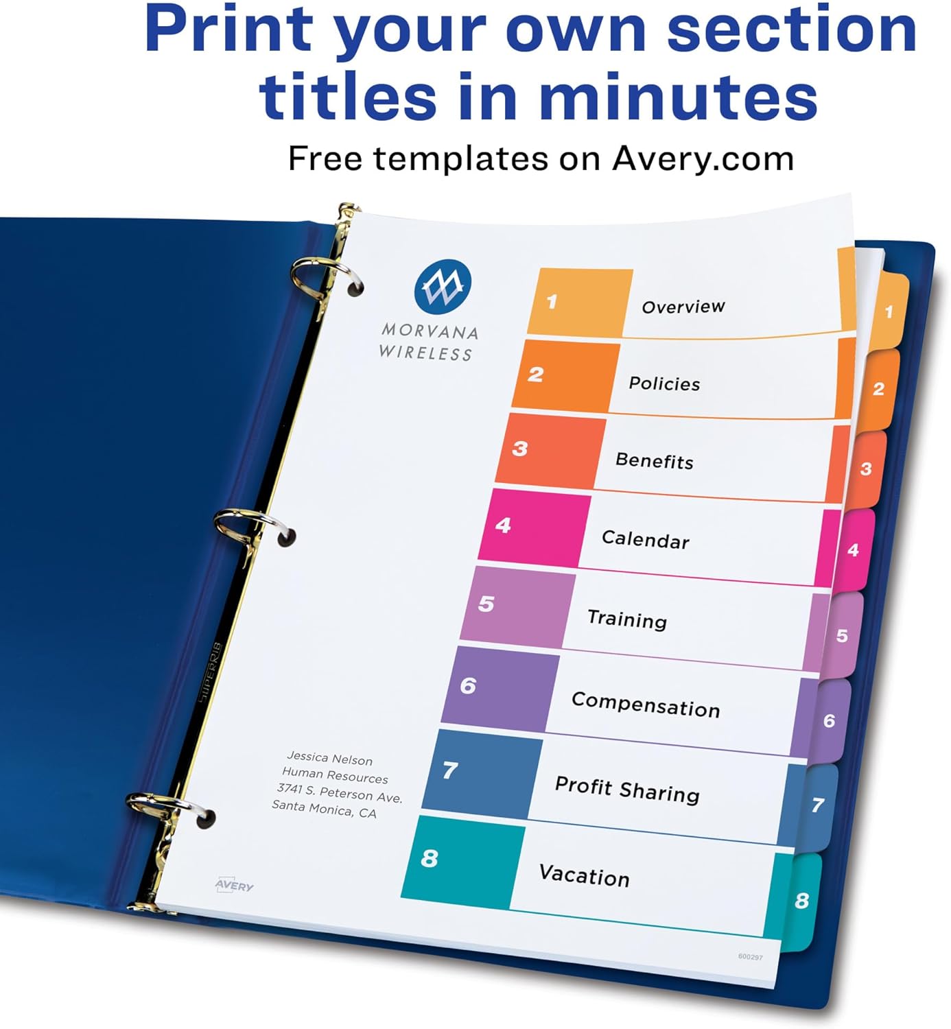 Avery Ready Index Dividers for 3 Ring Binders, Letter-Size, Multicolor, Printable Table of Contents