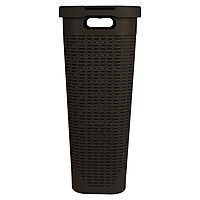 Mind Reader 40L Slim Laundry Hamper with Lid, Wicker-Style Plastic