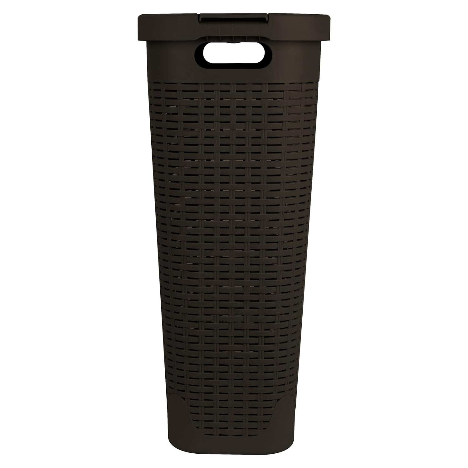 Mind Reader 40L Slim Laundry Hamper with Lid, Wicker-Style Plastic