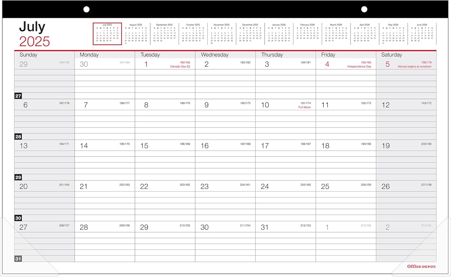 2025-2026 Office Depot® Brand Monthly Academic Desk Calendar, 17-3/4" x 10-7/8", 30% Recycled, July 2025 To June 2026