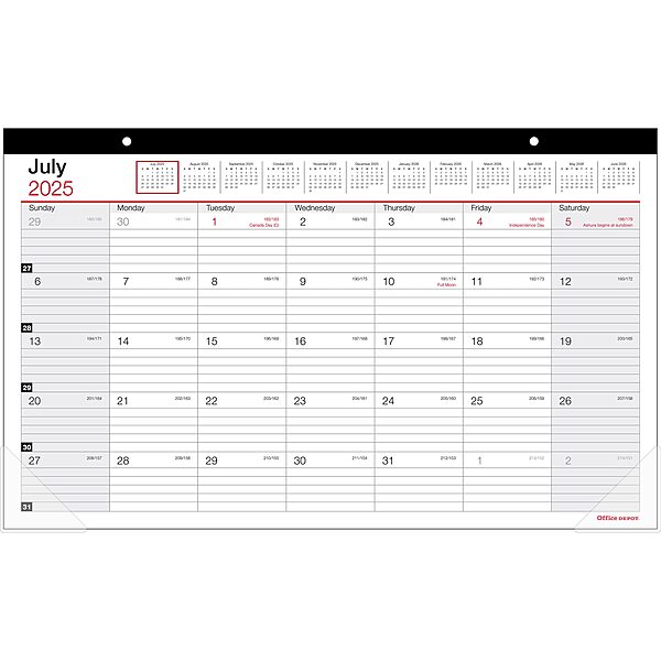 2025-2026 Office Depot® Brand Monthly Academic Desk Calendar, 17-3/4" x 10-7/8", 30% Recycled, July 2025 To June 2026