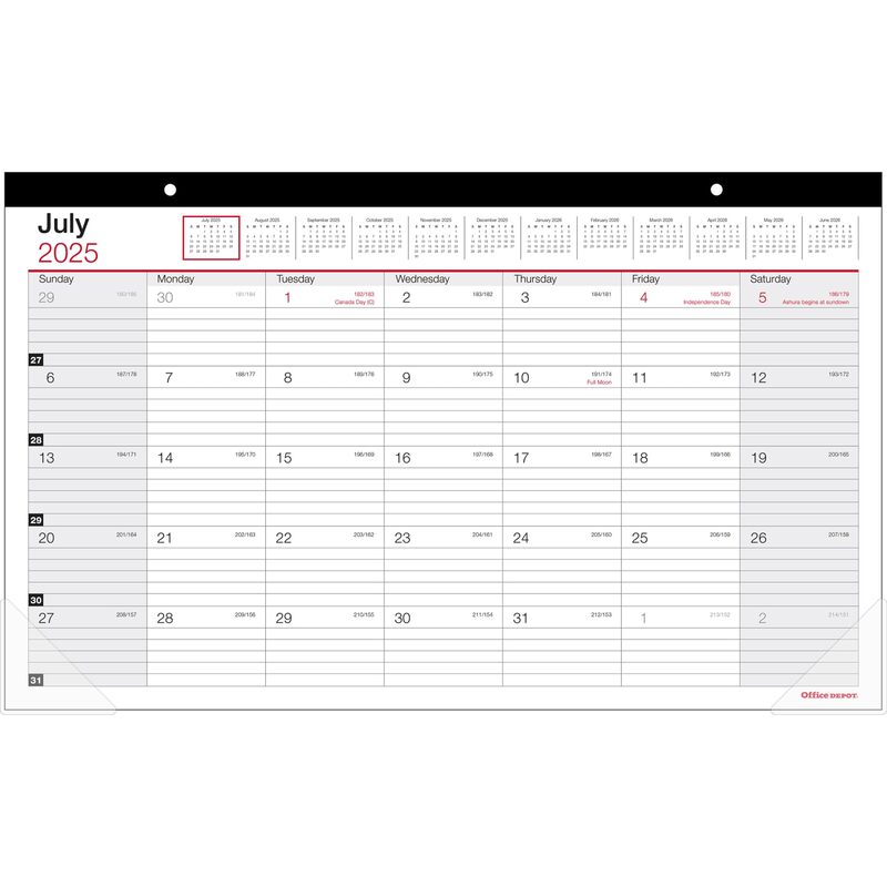 2025-2026 Office Depot® Brand Monthly Academic Desk Calendar, 17-3/4" x 10-7/8", 30% Recycled, July 2025 To June 2026