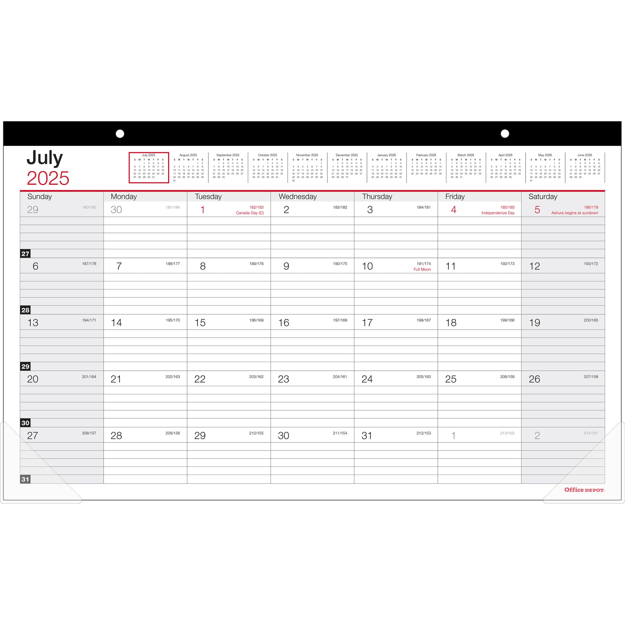2025-2026 Office Depot® Brand Monthly Academic Desk Calendar, 17-3/4" x 10-7/8", 30% Recycled, July 2025 To June 2026