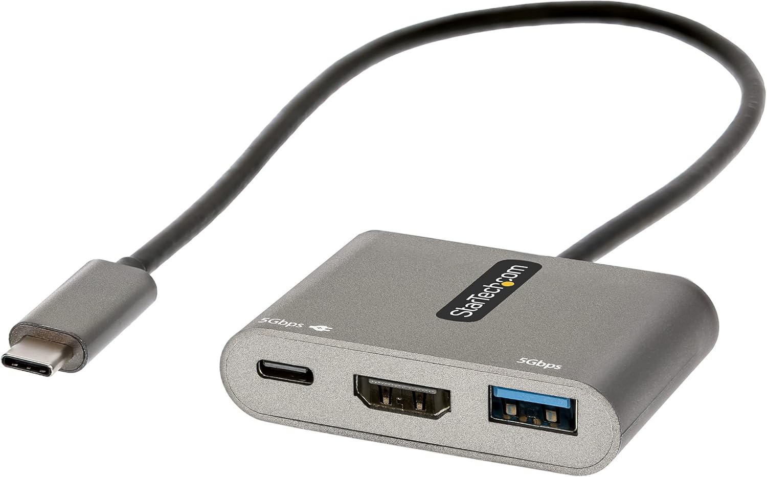 StarTech.com USB C Multiport Adapter, USB-C to HDMI 4K, 100W PD Pass-Through, USB 3.0 Hub 5Gbps (1xC/1xA), US - CDP2HDUACP2