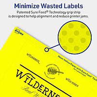 Avery Printable Rectangle Labels, Sure Feed Technology, 5" x 6", Neon Yellow Labels, Laser/Inkjet Printable, 20 Total, Great for Shipping and Packaging 20 labels