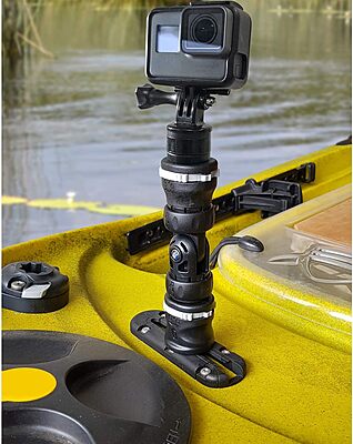 RAILBLAZA MiniPort Kayak Track Mount Base for Rod Holders, Easy Installation with No Tools Required black
