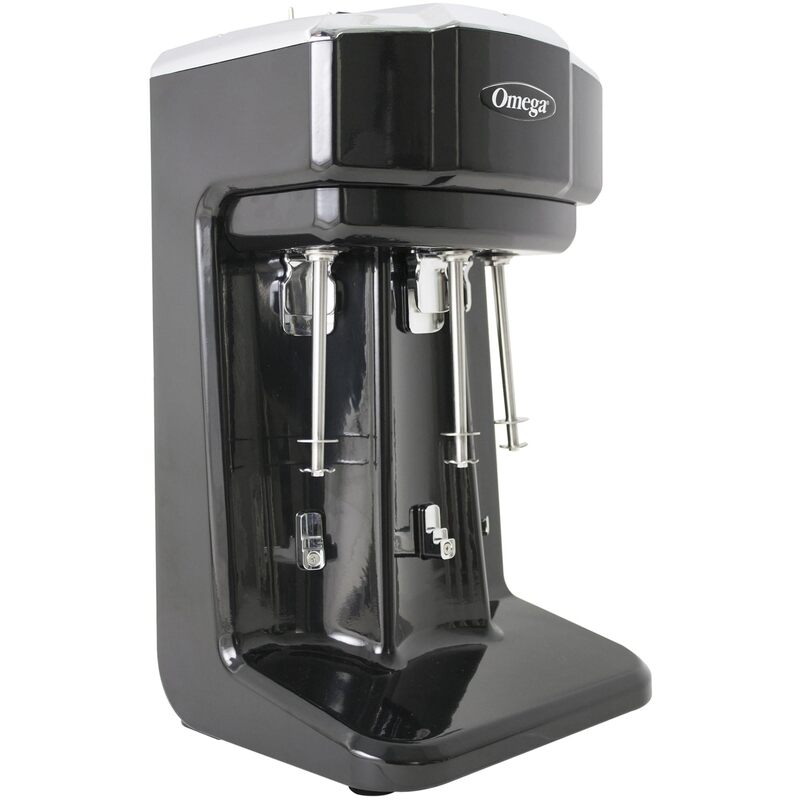 Omega M3000 Commercial Triple Spindle Milkshake Maker, 1/3 HP, Black/Silver