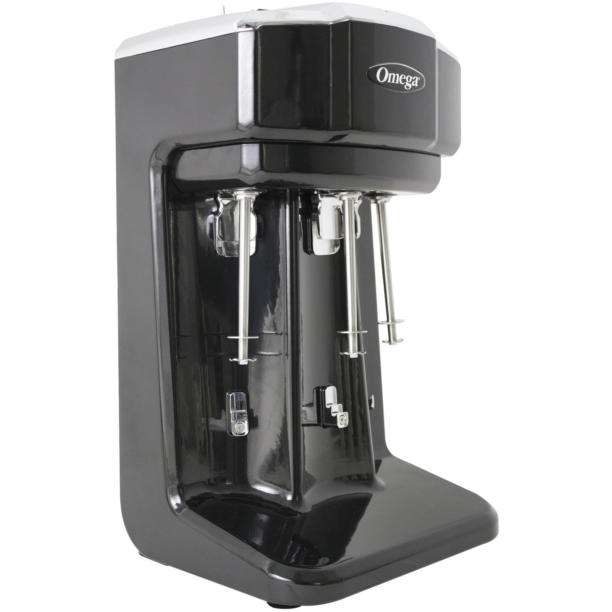 Omega M3000 Commercial Triple Spindle Milkshake Maker, 1/3 HP, Black/Silver
