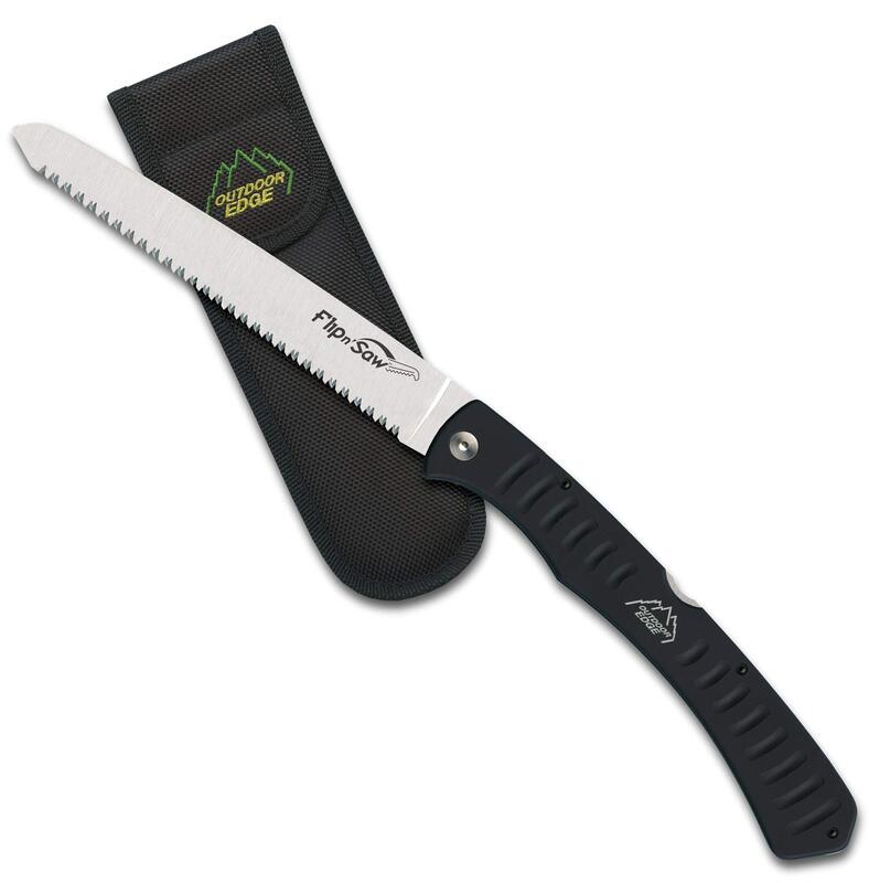 OUTDOOR EDGE Flip N' Saw / Flip N' Zip Folding Saw with 65Mn Spring Steel and Triple-Ground Teeth