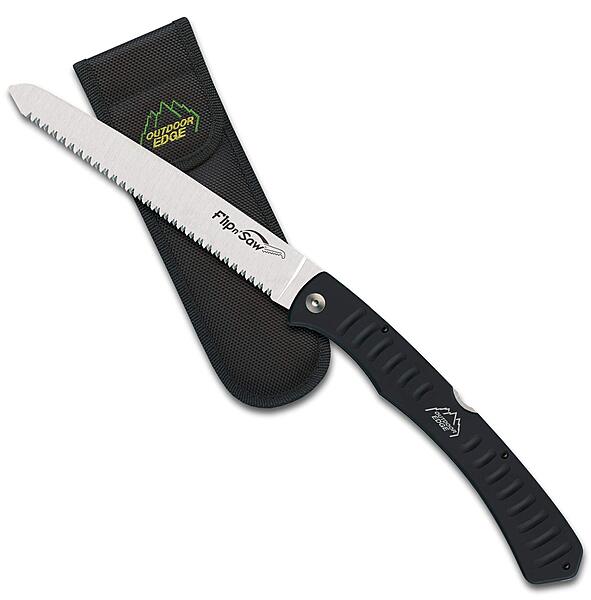 OUTDOOR EDGE Flip N' Saw / Flip N' Zip Folding Saw with 65Mn Spring Steel and Triple-Ground Teeth